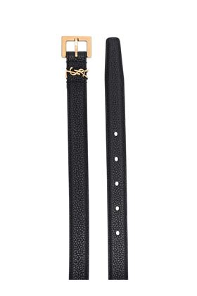 Black leather monogram square-buckle belt SAINT LAURENT | 554465DTI0W1000